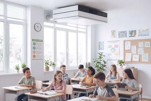 Klassenraum mit Lüftungsgerät
